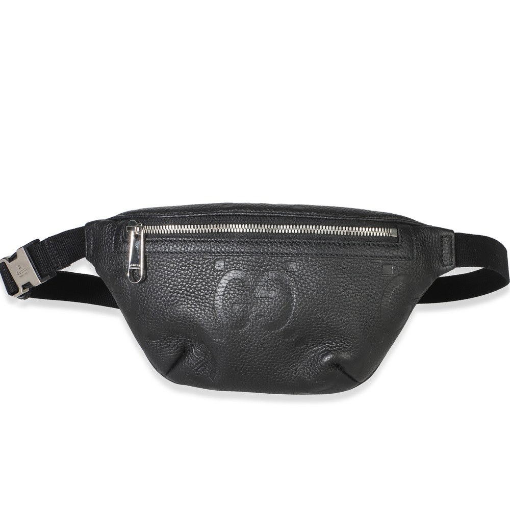 Gucci Black Piuma Calfskin Jumbo GG Embossed Small Belt Bag